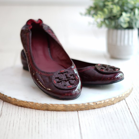 Tory Burch Burgundy Flats - Picture 3 of 8